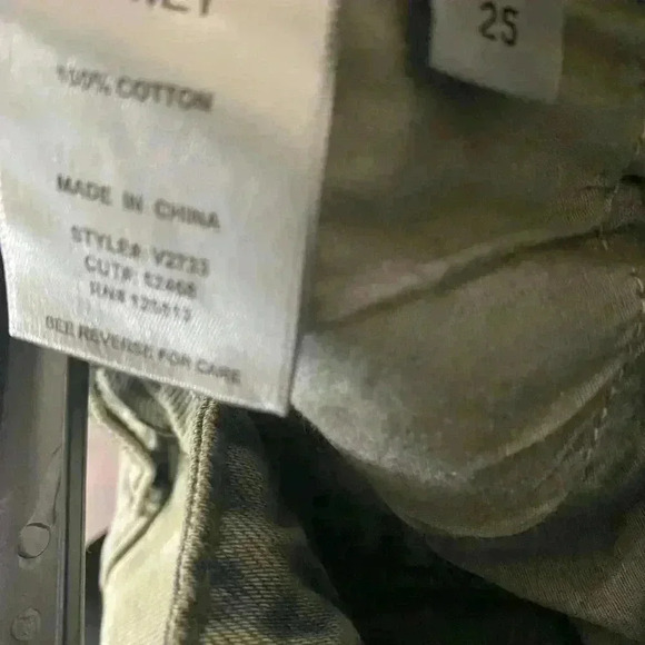 VERVET Super High Rise Criss Cross Waistband Crop Straight Jeans Olive Wash 25 - Picture 5 of 15